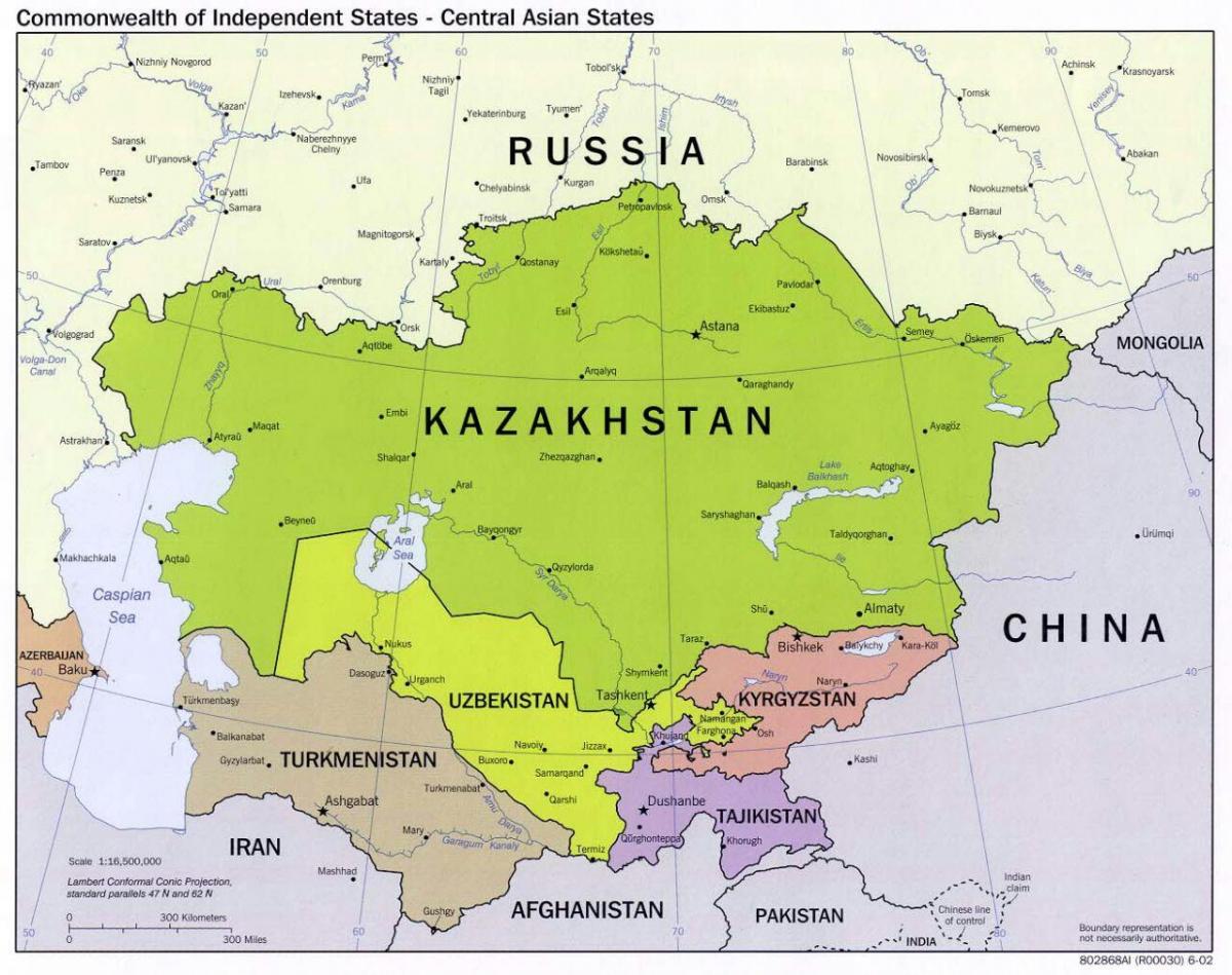 Uzbekistán, rusia mapa
