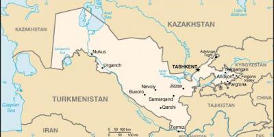 Mapa de la república de Uzbekistán ciudades