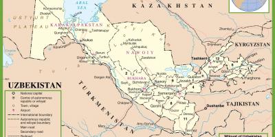 Mapa de la república de Uzbekistán político 